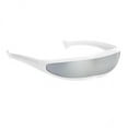 thumbnail image 1 of Gafas de sol Con Visera de Lente Estrecha Sunnimix 3xFuturistic Marco Blanco Espejo Plateado gafas de disfraces, 1 of 7