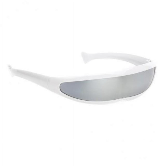 Gafas de sol Con Visera de Lente Estrecha Sunnimix 3xFuturistic Marco Blanco Espejo Plateado gafas de disfraces