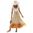 thumbnail image 2 of Maxi Skirts for Women 2025 Summer Boho Long Flowy Floral Elastic High Waist Skirt Casual Travel Skirt Orange Color XL, 2 of 9