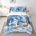 thumbnail image 2 of Feelyou Kawaii Snowman Bedding Comforter Set 7pcs, Winter Festival Queen Bedding Sets, Cartoon Christmas Reversible Queen Sheet Sets, Lightweight Room Decor, 2 of 7