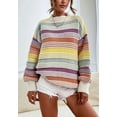thumbnail image 5 of Women Contrast Striped Pullover Sweater 2025 Fall Outfits Oversized Knit Jumper Tops, 5 of 6