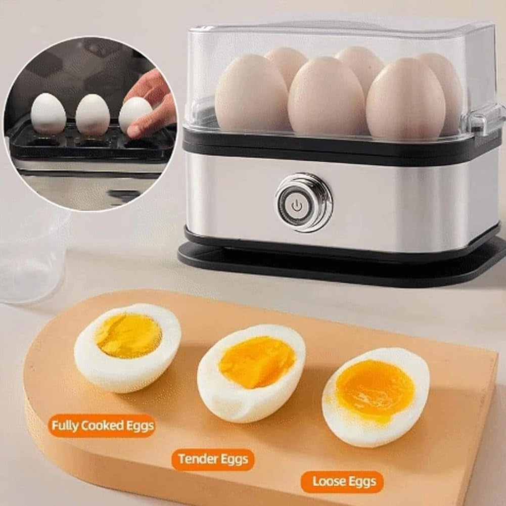 Smart Egg Cooker with Auto Shut Off, Eggs Maker with Tray Lid Soft/Medium/Hard Boiled Poached Egg Cookers, Effortless Egg Cooking with the Ultimate Stainless Steel Cooker(1PC)