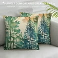 thumbnail image 3 of COMIO  Watercolor Blue Green Tree Pillow Covers Rustic Style Nature Forest Print Decorative Throw Pillows Winter Christmas Square Cushion Case for Home Sofa Couch Bed Outdoor, 3 of 5