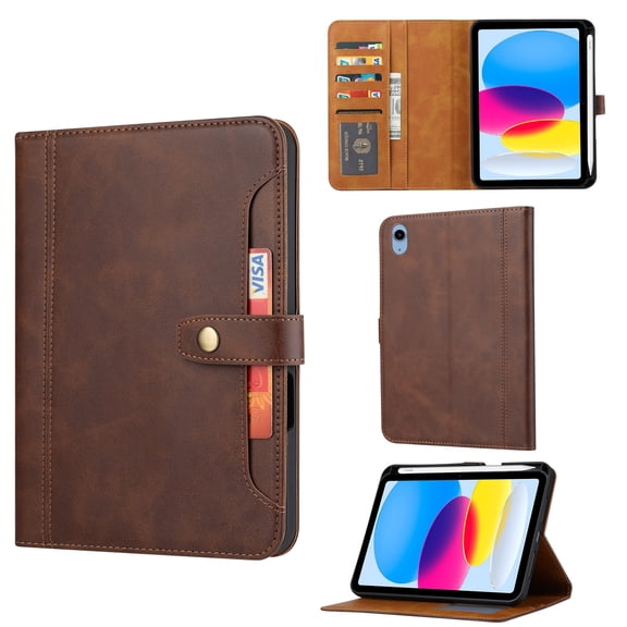 For iPad (A16) 11th 10th Generation 11/10.9 inch PU Leather Flip Stand Case Cover with Card/Pencil Holder