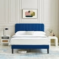 thumbnail image 5 of VECELO Full Size Upholstered Beds, Modern Platform Bed Frame with Adjustable Headboard, Wooden Slats Support/No Box Spring Needed, Dark Blue, 5 of 12