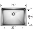 thumbnail image 2 of Quatrus R15 25" Single Bowl Undermount Stainless Steel Kitchen Sink, 2 of 3