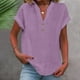 thumbnail image 2 of Auralook Linen Tops for Women Solid Loose Fit Short Sleeve Plus Size Shirts Summer Button V Neck Casual Dressy Blouses, 2 of 7