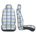 thumbnail image 4 of XMXT 2Pcs Car Seat Cover Decor Protector, Blue Plaid Lines Retro Prints Front Seat Covers for Cars SUVs, Universal Fit, 4 of 9