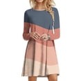 thumbnail image 2 of Pompotops Robe Décontractée pour Femmes à Manches Longues, Col Rond, Imprimée, Longueur Genou, en Solde, 2 of 5