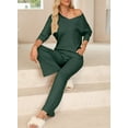 thumbnail image 3 of DOKOTOO Two Piece Lounge Sets for Woman Fall Loungewear Outfits Ribbed Knit Outfits Classis Sleepwear Green L(US12-14), 3 of 10