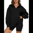 thumbnail image 2 of Sudaderas de Gran Tamaño para Mujer, Suéteres de Otoño, Sudaderas con Capucha de Moda, Jersey con Media Cremallera, Camisas de Larga, Ropa Negro L, 2 of 10