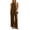 Brown#women's summer vacation outfits, variant on Moxiu Womens 2 Piece Linen Outfits Halter Neck Sleeveless Side Split Top Flowy Wide Leg Pants Set Casual Beach Travel Sets 2026 Brown,S