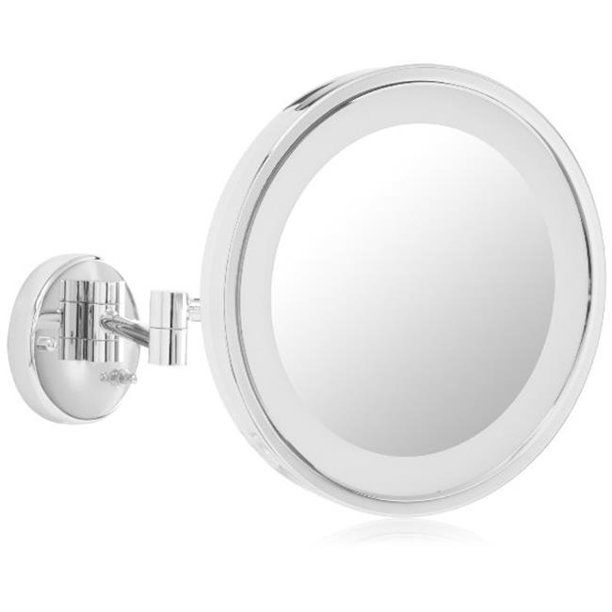 Jerdon HL1016CL 9.5Inch LED Lighted Wall Mount Makeup Mirror with 5x