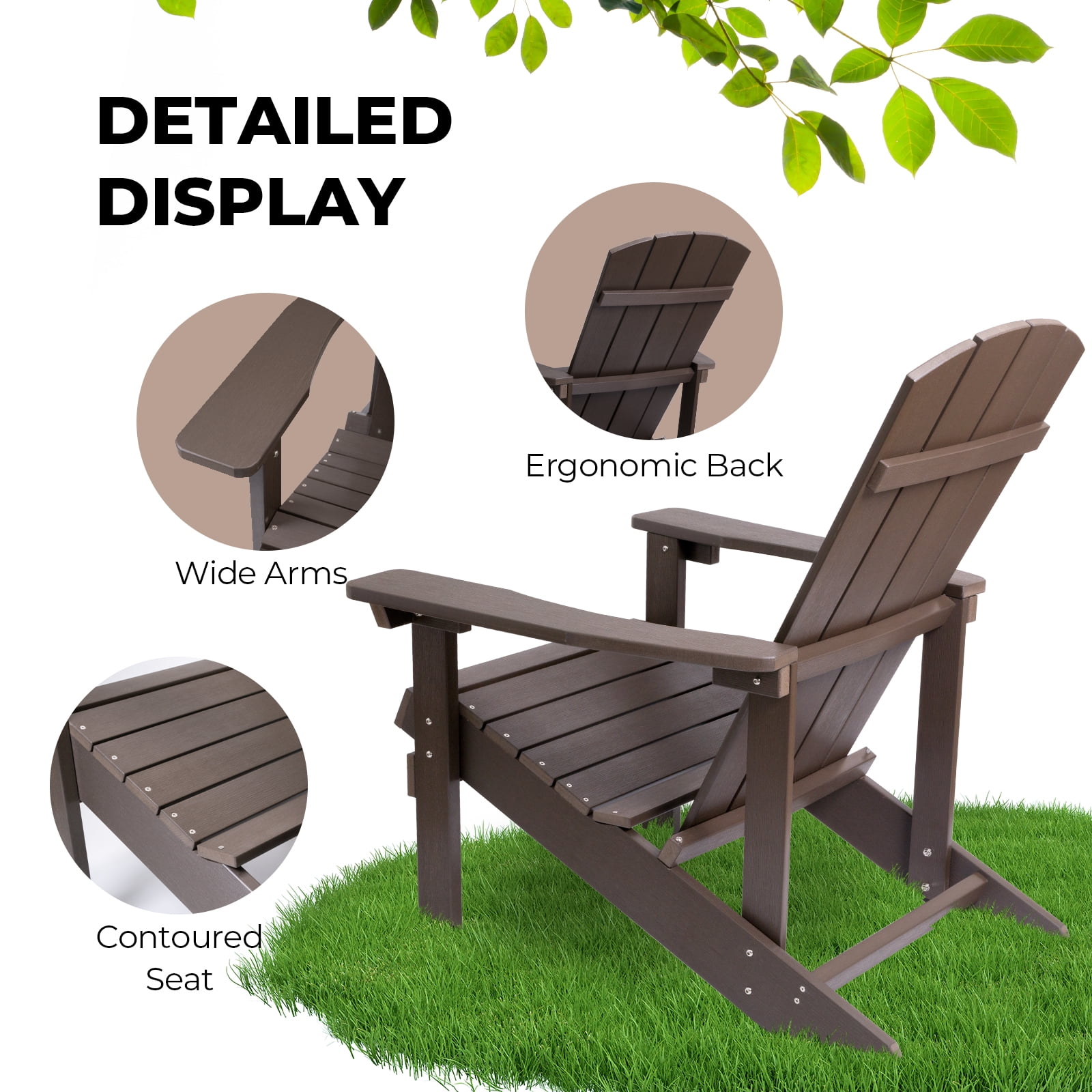 JONPONY Adirondack Chairs Weather Resistant Plastic Fire Pit Chairs Adorondic Plastic Outdoor Chairs Suitable for All Outdoor Areas Seating Lifetime
