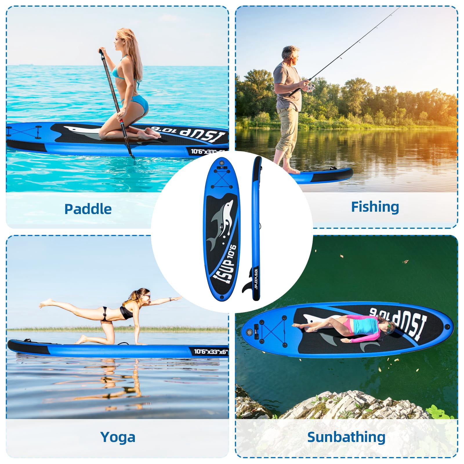 Inflatable Stand Up Paddle Boards, with SUP Paddle Board Accessories, Wide Stable Design, Non-Slip Comfort Deck for Youth & Adults