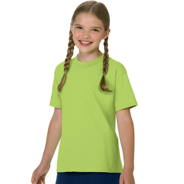 Hanes T-Shirt en Coton pour Enfant Authentique Sans Étiquette, s, Lime