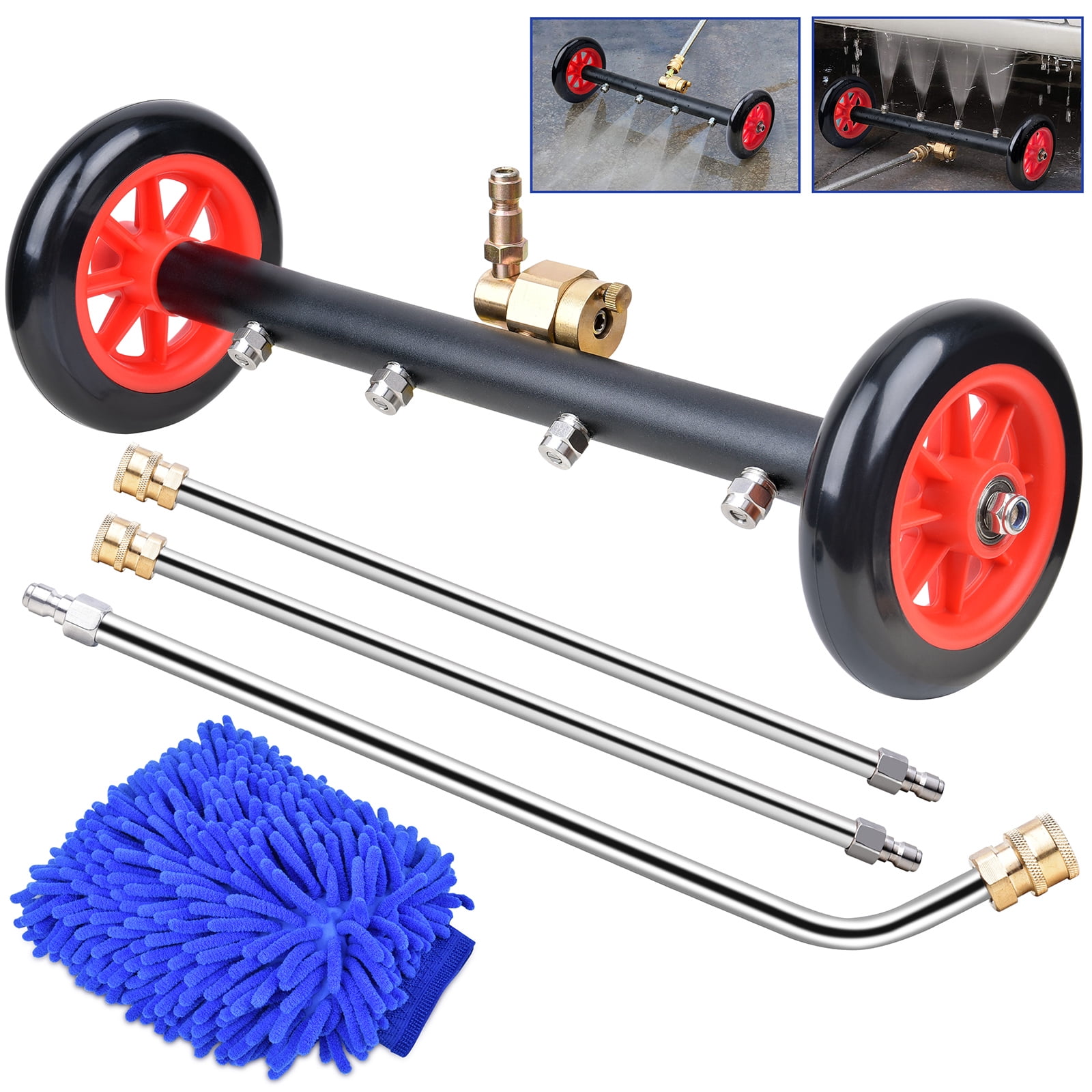 EVEAGE 16 Inch DualFunction Undercarriage Pressure Washer Broom