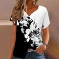 thumbnail image 5 of Black and Friday Discounted Items under $5 GaThRRgYP Plus Size Tops Short Sleeve,Women Plus Size Short Sleeves V-Neck Print Blouse Pullover Short Sleeve Blouses Black M, 5 of 6
