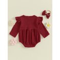thumbnail image 4 of Bagilaanoe Newborn Baby Girl Rompers Long Sleeve Bodysuit + Headband 3M 6M 9M 12M Infant Fall One Piece Jumpsuit, 4 of 9