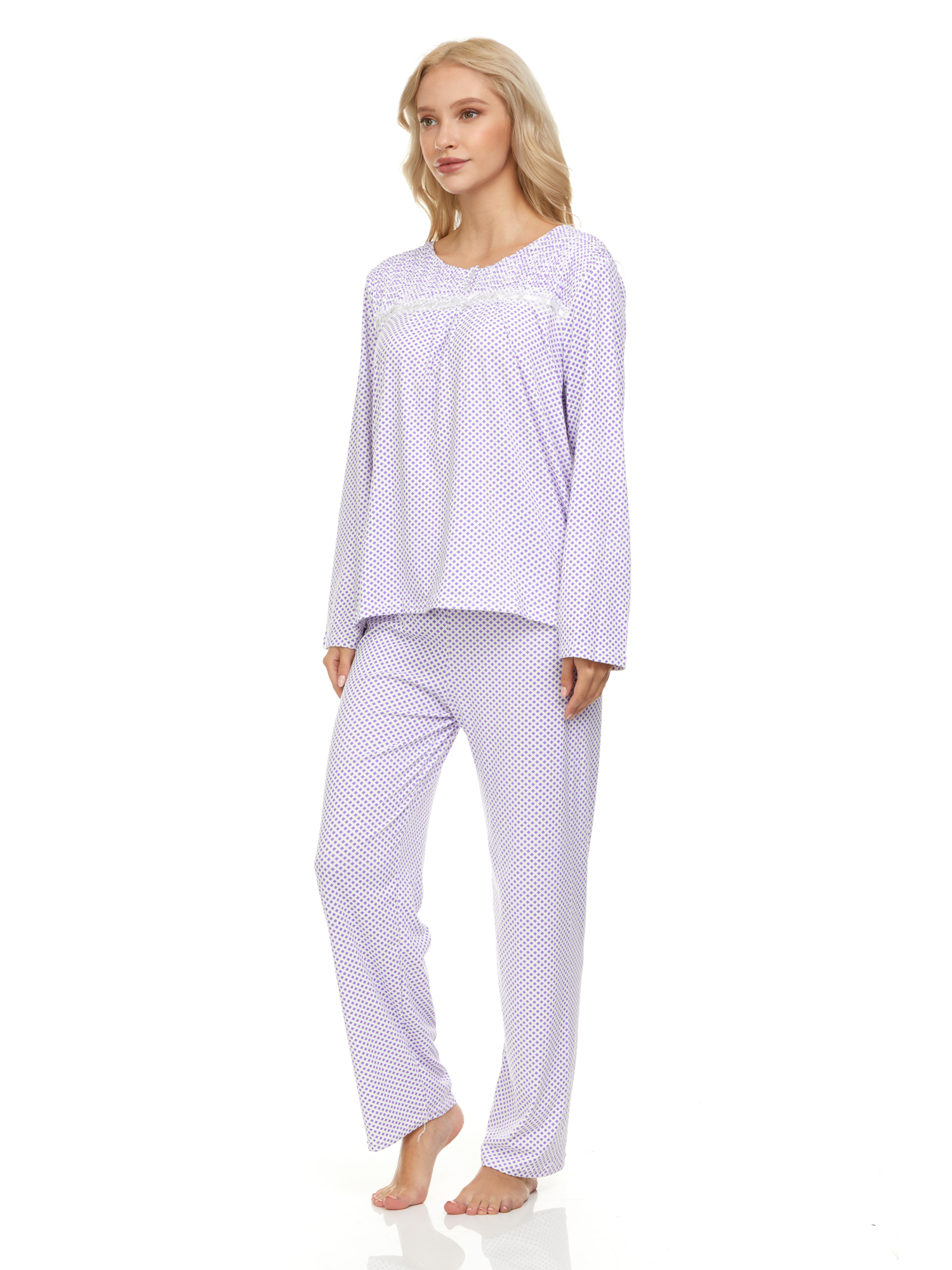 Lati Fashion Women Pajamas Set Pants and Top Long Sleeve, 2Piece
