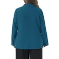 thumbnail image 3 of Agnes Orinda Women's Plus Size Blazers Lapel Long Sleeve Work Business Casual Suit Jacket with Button 1X Peacock Blue, 3 of 6