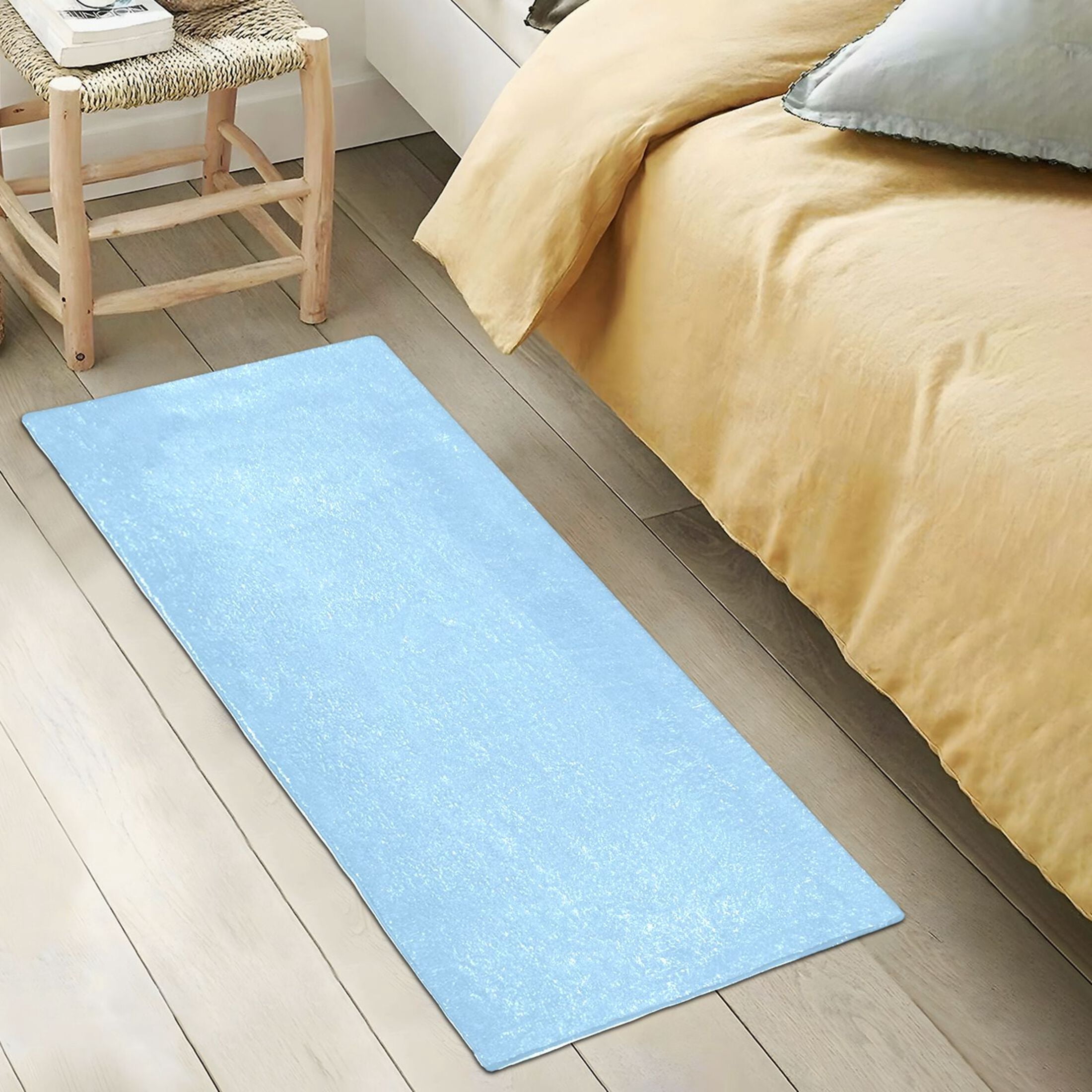 Light Sky Blue Bath Mat 39x20 Non-Slip Bathroom Rugs Absorbent Soft Plush Quick Dry for Tub Shower Kitchen Home Decor
