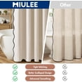 thumbnail image 3 of Cortina de ducha de lino festoneada con 12 ganchos de metal, estilo bohemio granja, bonita, resistente, lavable, impermeable, de tela gruesa con borde negro para baño, hotel, bañera, 3 of 4