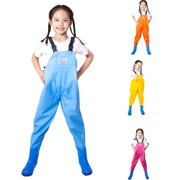 RTKFRFLM Kids Waterproof Chest Waders Lightweight One-Piece Fishing Rain Bib Pink 4-5 Years