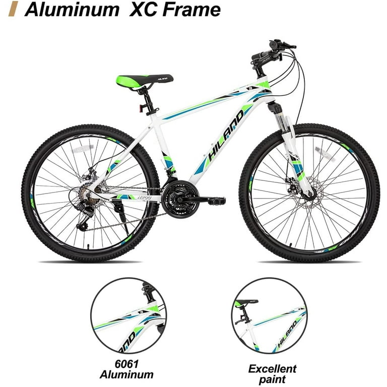 Hiland Mountain Bike Multi Spokes Shimano 21 Speeds Drivetrain Aluminum Frame 26 inch Wheels Men s MTB Bicycle White