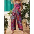 thumbnail image 3 of KelaJuan Women's Summer Overalls, Patchwork Dual Pocket Jumpsuit Loose Floral Print Bohemian Wide Leg Bib S-5XL, 3 of 6