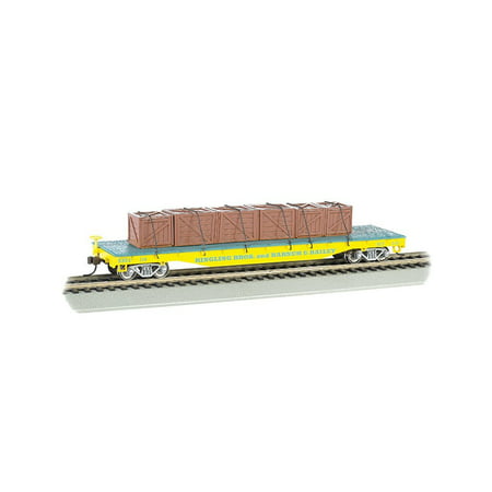 Bachmann Industries Ringling Bros and Barnum & Bailey Flat Crate Load Freight Car, Yellow, Silver series rolling stock By Bachmann Trains