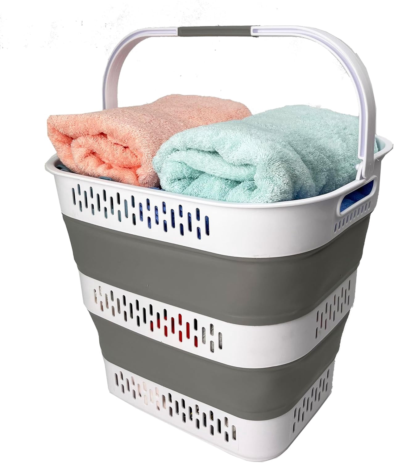 SAMMART 38L(10 Gal) Collapsible Laundry Basket - Foldable Pop-Up Storage Container/Organizer-Portable Space Saving Hamper, Measure 17.5x13.3x15.7/3.8" Expanded/Collapsed