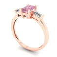 thumbnail image 2 of 0.8 ct Emerald Cut Simulated Pink Diamond Three-Stone Engagement Ring for Women in 18K Rose Gold, 2 of 5