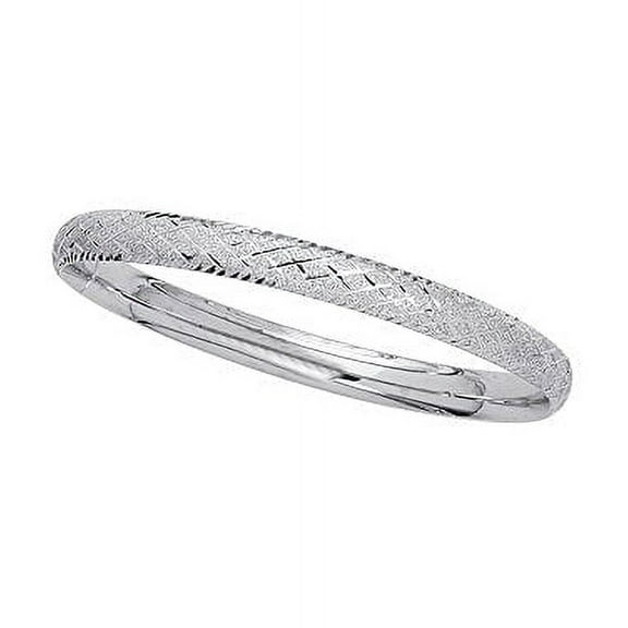 JewelStop 14k White Gold 4/16 Inches Laser Design Bangle, 6.7gr.