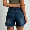 thumbnail image 5 of Wutalume Jeans for Women Denim Shorts Stretch Slim Fit Distressed, Ripped Jean Shorts for Summer Casual Wear with Edgy Style,Dark Blue L, 5 of 6
