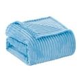 thumbnail image 3 of Plazatex Striata Lined Oversized All Season 100% Polyester Blanket King 108" x 90" Light Blue, 3 of 5