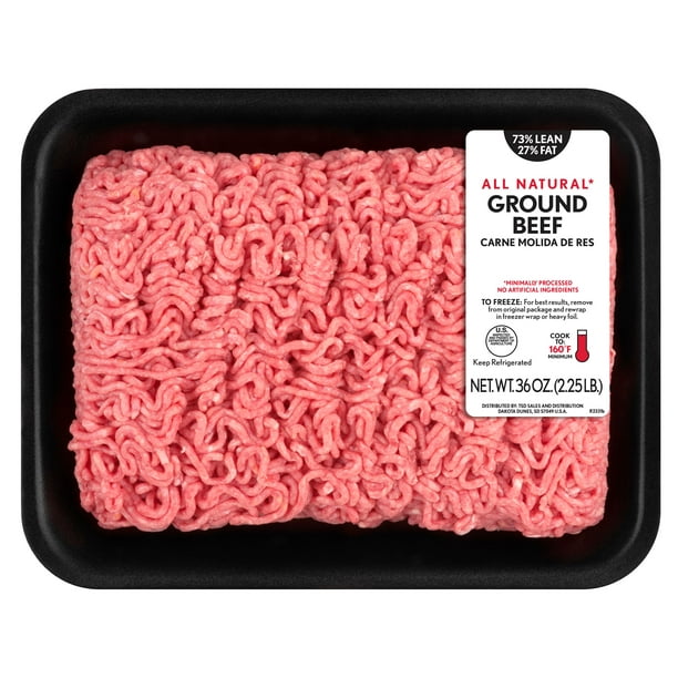 All Natural* 73 Lean/27 Fat Ground Beef Tray, 2.25 lb