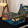 thumbnail image 5 of Homewish Moonlit Owl Wildflower Zipper Twin Comforter Sets with Fitted Sheet and 2 Pillowcases For Men And Women,Teal Orange Whimsical Zipper Bedding Set,Black Reversible,4 Pieces, 5 of 7