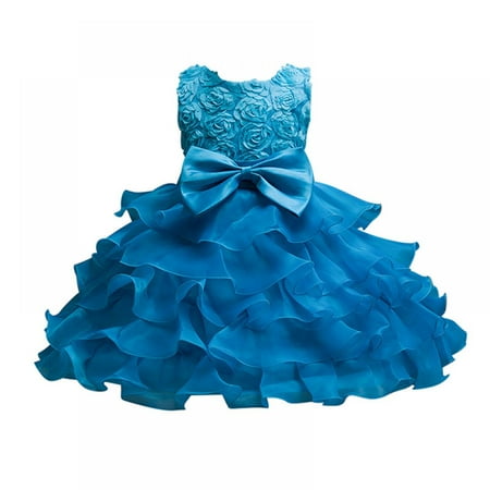 

BULLPIANO 3-10T Toddler Kids Girl Embroidered Tutu Ball Gown Lace Dresses Toddler Party Bowknot Wedding Dresses