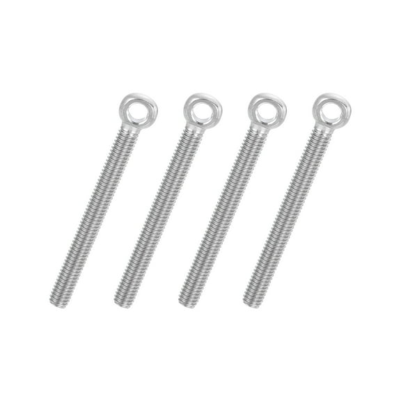 Uxcell 4 Pcs M6x55mm Shoulder Swing Lifting Eye Bolt, 304 Stainless Steel Metric Full Thread Fisheye Eye Slip Hole Screw Rigging Bolt Metal Fasteners Screws, Silver Tone
