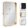 thumbnail image 3 of Kate and Laurel Hutton Modern Rounded Rectangle Wall Mirror, 24 x 36, Natural Wood, Decorative Scandinavian Rectangular Wall Decor for Bathroom Mirror for Over Sink, 3 of 8