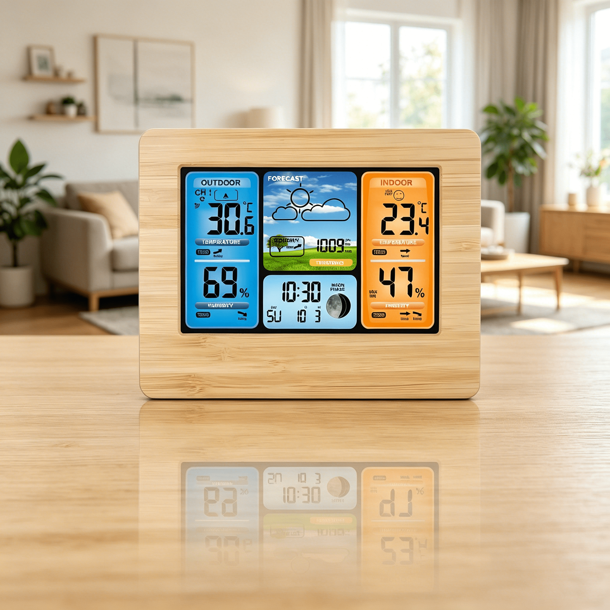 GJX 2026 New Weather Station with Outdoor Sensor,Thermometer,Hygrometer,Indoor and Outdoor Radio Weather Station °C/°F,Date,Weekend,Moon Phases,Daily Alarm