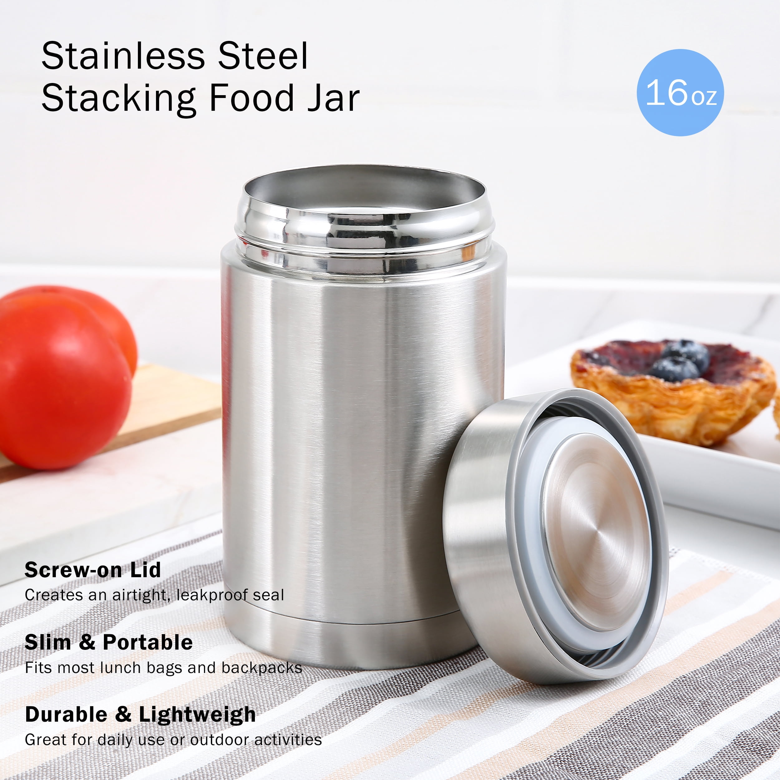 Mainstays 16 oz Food Jar, Stainless Steel