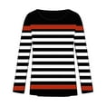 thumbnail image 4 of Long Sleeve T Shirt Fashion Casual Striped Tops for Women Crew Neck Slim Fitted Going Out Tops Y2K Outfits 2025 Orange XXXL, 4 of 5
