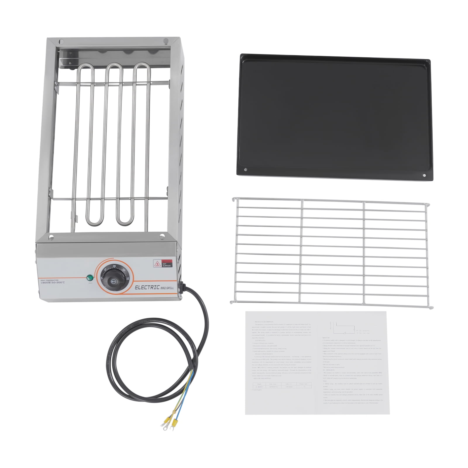 1800W Electric BBQ Grill Smokeless Stainless Steel Barbecue Hot Plate Griddle