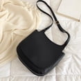thumbnail image 1 of Bolsa de hombro de color sólido cruzados con solapa grande de cuero para mujer (Negro) Likrtyny Para Estrenar, 1 of 9
