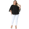 thumbnail image 3 of DARING DIVA Women's Plus Petal Sleeve Chiffon Flowy Blouse 4X Black, 3 of 6