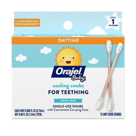 UPC: 0310310998882 | Orajel Baby Cooling Swabs for Teething Drug-Free 12 Swabs in Carrying Case