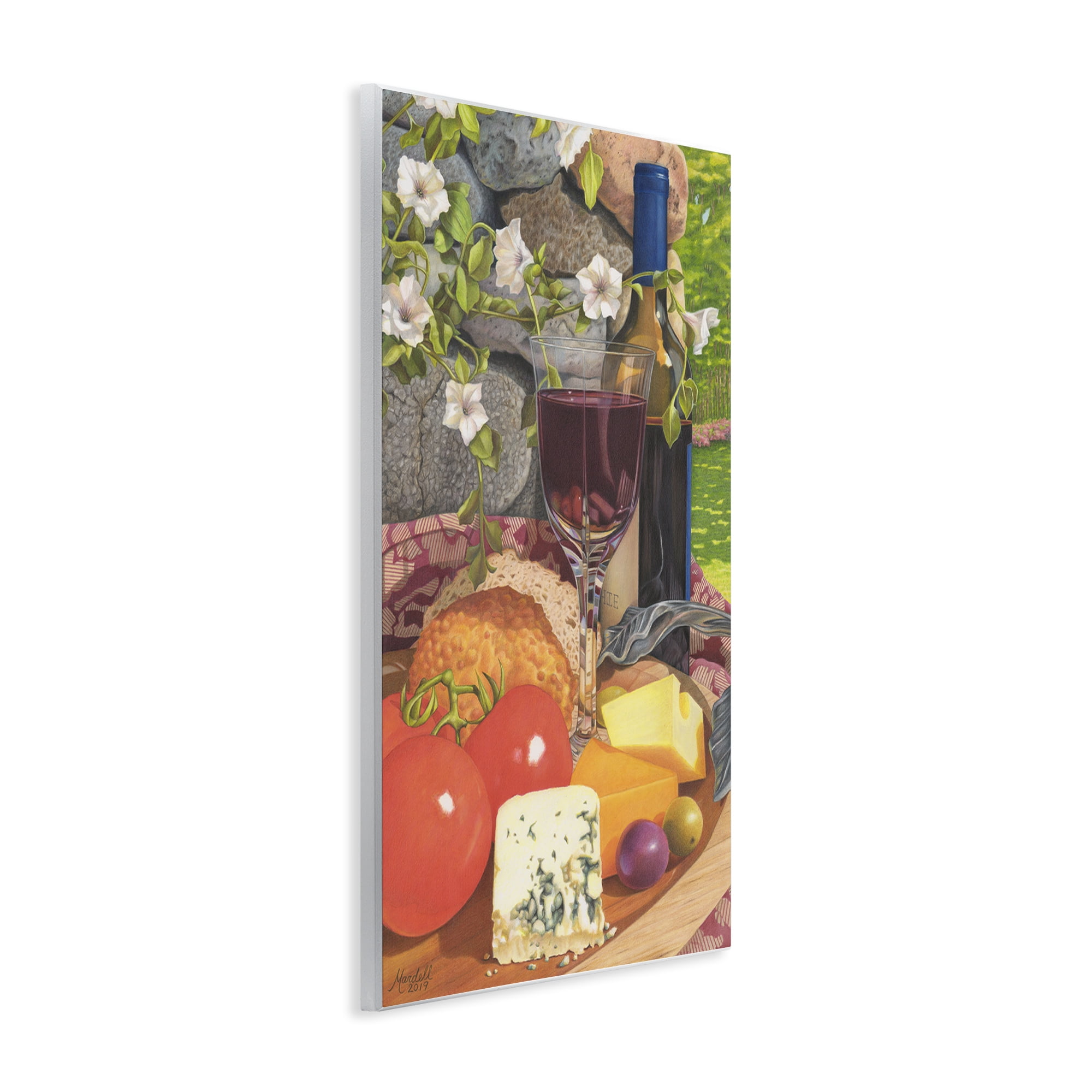 Stupell Industries Wine & Cheese Plate Food & Beverage Painting Unframed Art Print Wall Art, 10 x 15