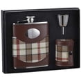 thumbnail image 1 of Braw 6oz Leather & Plaid Stainless Steel Flask Gift Set, 1 of 1